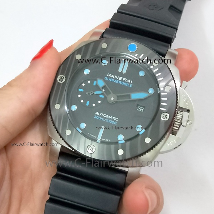 Fake Panerai Submersible BMG Watch Black Bezel Pam 799